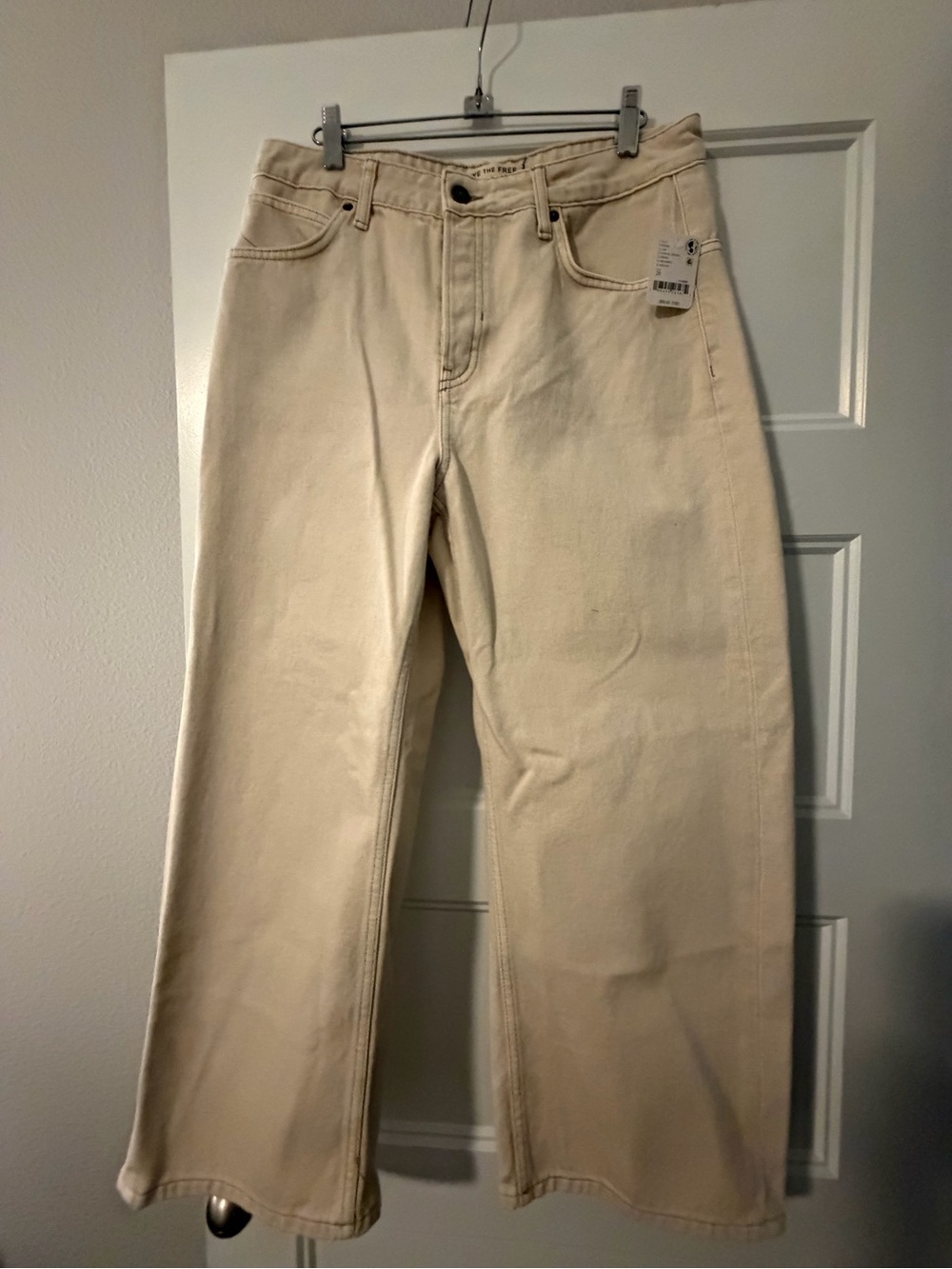 Free People Deep Trance Cream Wide Leg Jeans Button Fly